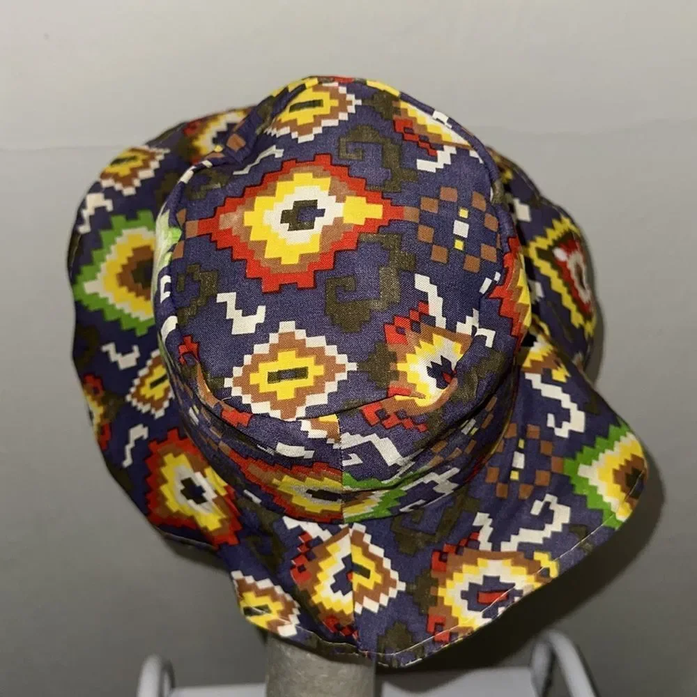 Vintage 60s/70s‎ Aztec/Native American multi colored Patterned Bucket/Flop Hat